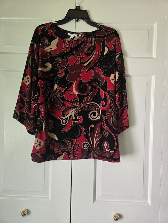 Chico's Tops - Chico's Women’s Black & Red Swirl Print Blouse